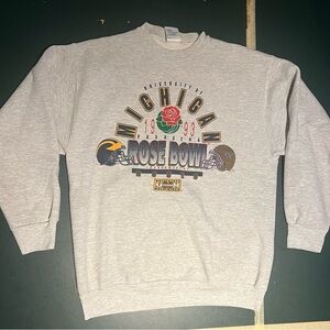 Gray Michigan Rose Bowl 1993 Sweater